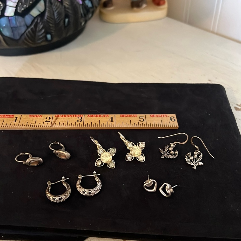 Lot of Sterling silver 925 & unmarked earrings 5 pairs